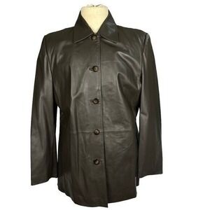 Bernardo‎ Collection Jacket Mens Brown Genuine Leather Button Front Classic Coat